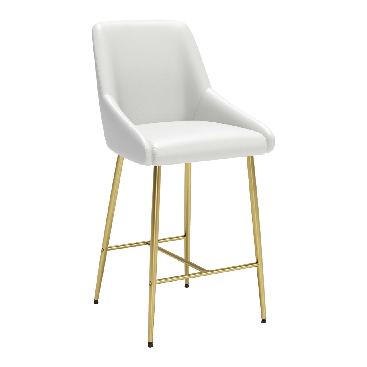 Modern Home 39.5&#x22; White and Gold Solid Upholstered Counter Chair